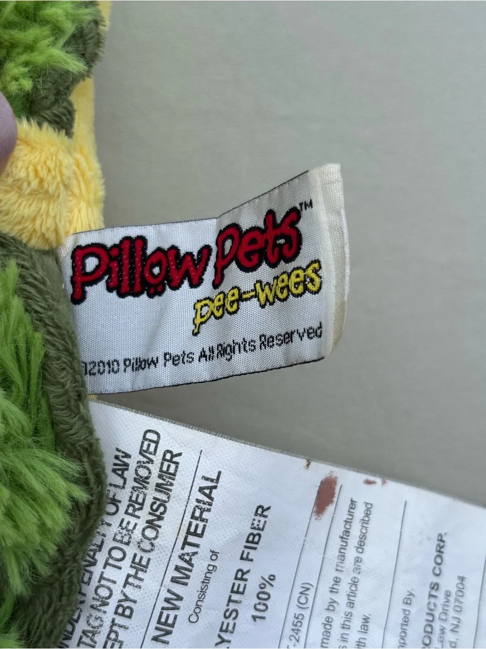 Pillow Pets Peewees Green “Tardy Turtle” Foldable Travel Size Plush 12”